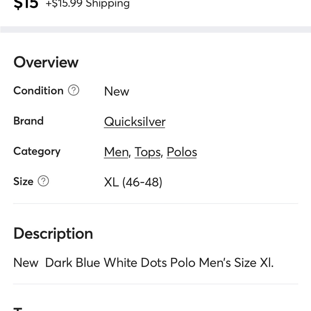 New Quik Sliver Polo Men’s. - Picture 7 of 13